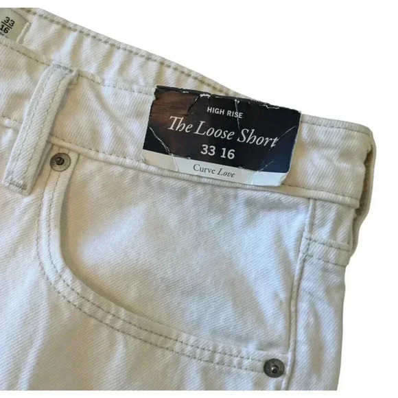 Abercrombie & Fitch Curve Love Off White The Loose Short New Sz 33 High Rise 16 - Picture 4 of 6